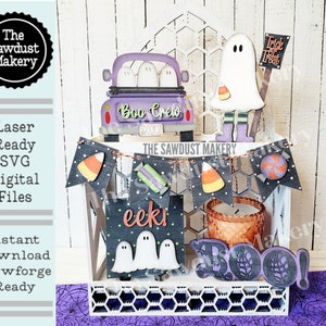 Boo Crew Halloween Tiered Tray SVG File | Laser Cut File | Glowforge | Halloween | Ghost | Trick or Treat  Boo | Halloween laser Cut File