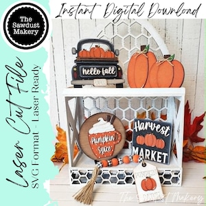 Fall Harvest SVG File | Laser Cut File | Glowforge | USA | Pumpkin Spice | Hello Fall | Harvest Market | Pumpkin Truck | Fall SVG