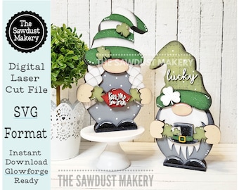 Add-on Interchangeable Gnome SVG File | St. Patrick&#39;s Day | Laser Cut File | St. Patrick&#39;s Day Gnome SVG File | Gnome | Gnome Shelf Sitter