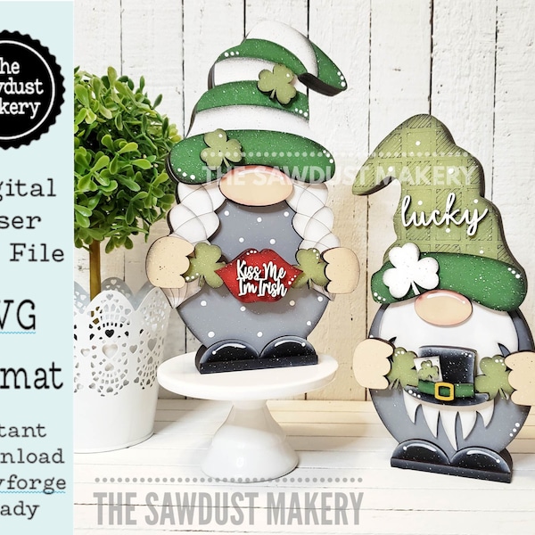 Add-on Interchangeable Gnome SVG File | St. Patrick's Day | Laser Cut File | St. Patrick's Day Gnome SVG File | Gnome | Gnome Shelf Sitter