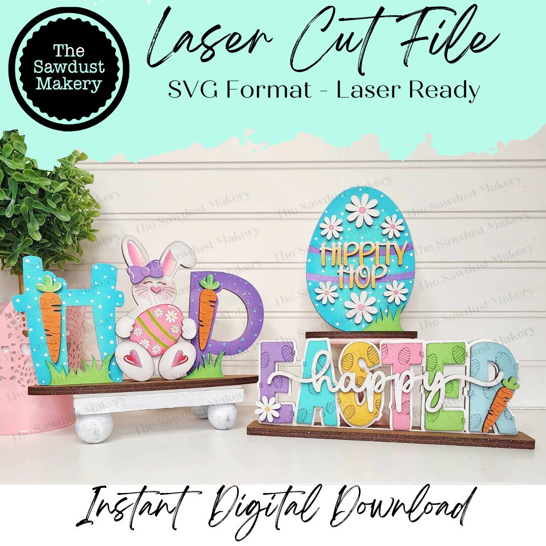 Easter Trio Standing Shelf Sitter SVG | Laser Cut File | Glowforge ...