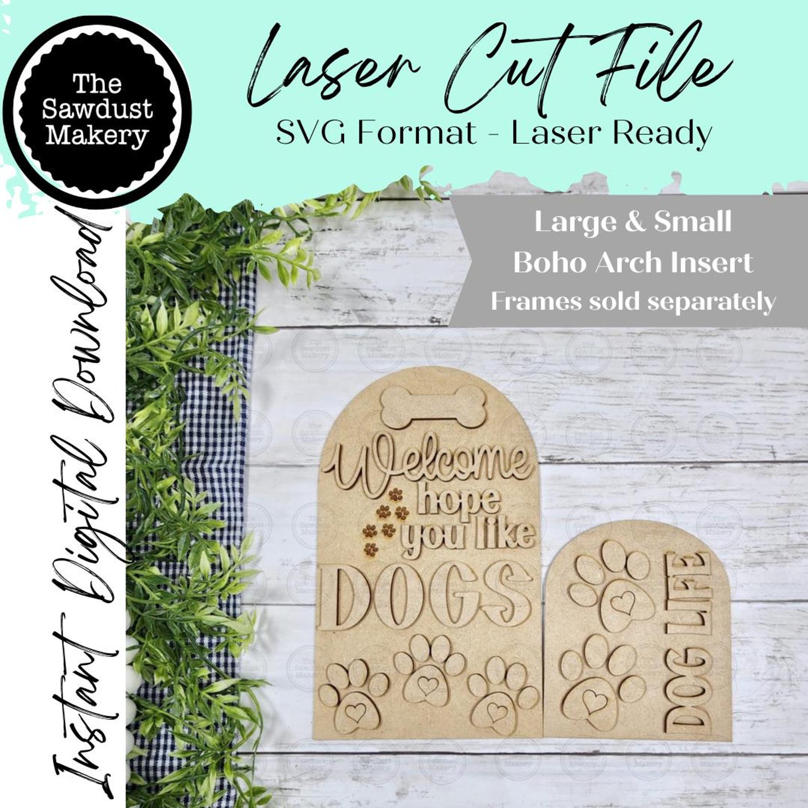 Interchangeable Large & Small Arched Boho Sign Insert | Dog Arch Sign ...