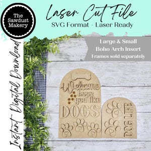 Interchangeable Large & Small Arched Boho Sign Insert | Dog Arch Sign Set |  Laser File  | Boho Signs | Seasonal Interchangeable SVG