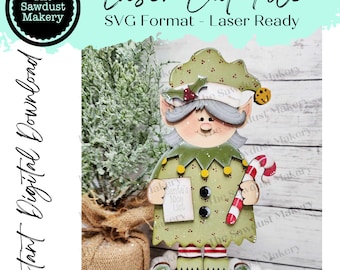 Standing Elf Girl SVG File  | Laser Cut File | Standing Christmas Elf SVG | Elf | Elf Shelf Sitter | Christmas SVG