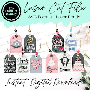 SVG Bundle - Hochzeit Braut & Bräutigam Geschenkkartenhalter Laser Cut SVG-Datei | Hochzeitsgeschenk Kartenhalter | Laser SVG-Datei |  Geschenkkartenhalter