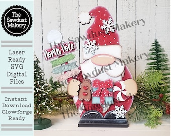 Santa Gnome SVG File  | Laser Cut File | Standing Santa Gnome SVG File | Gnome | Gnome Shelf Sitter | North Pole Gnome SVG