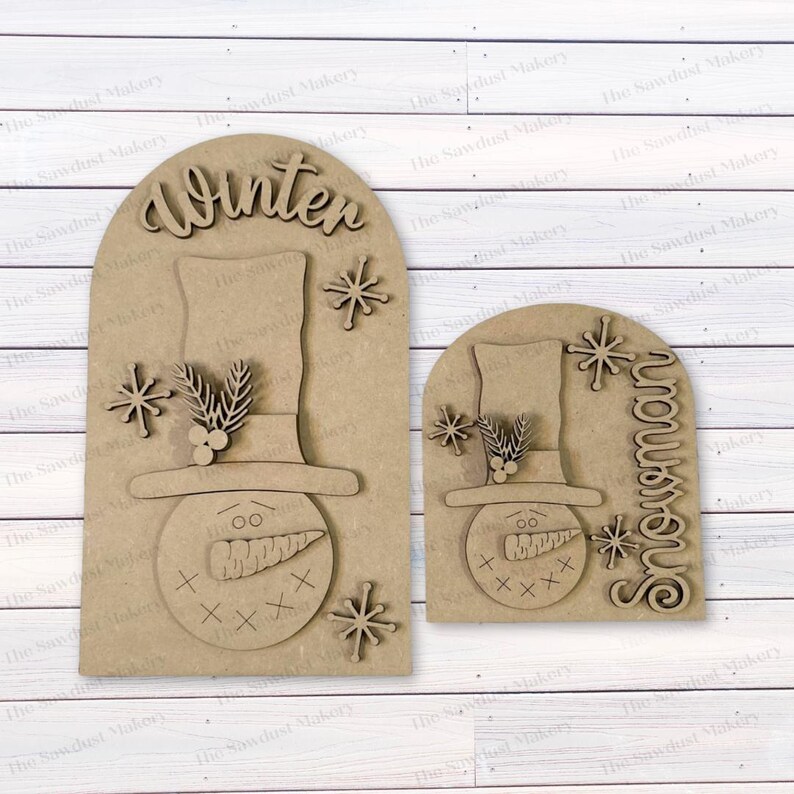 Interchangeable Large Arched Boho Sign Insert | Prim Snowman Winter ...