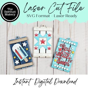 Lot de porte-cartes cadeau palette patriotique fichier SVG découpé au laser | Ornement du 4 juillet SVG | Lot de cartes-cadeaux SVG | Carte cadeau svg