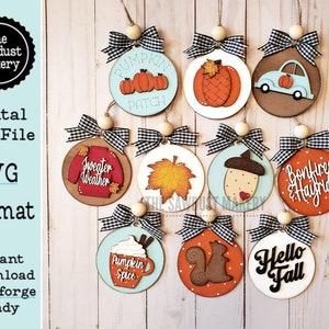 Fall Ornament Bundle SVG File | Laser Cut File | Fall Ornament Kit | Ornament SVG | Hello Fall svg | Pumpkin svg | Pumpkin Spice | Glowforge