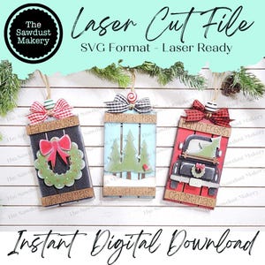 Lot d'ornements de palette de Noël à la ferme, fichier SVG découpé au laser |  Ornement de Noël SVG | Lot d'ornements SVG | Décoration de Noël Tree Farm