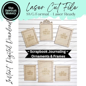 Scrapbook Journaling Ornament Frames & Sign Frame Bundle SVG | Laser Cut File | Glowforge | Insert Frame | Seasonal Interchangeable Frames