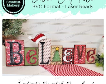 Geloof Word Block SVG | Kerstwoordblok-SVG | SVG-bestand | Lasergesneden bestand | Glowforge | Manteldecor svg | Kerst-svg