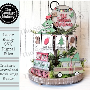 Fichier SVG Noël à l'ancienne | Fichier découpé au laser | Forgelumineuse | Vacances de Noël | Nuisette | Camion | Arbre de Noël