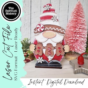 Lebkuchen Wichtel SVG Datei | Laser-Schnitt-Datei | Stehende Lebkuchen Gnome SVG-Datei | Wichtel | Wichtel Kantenhocker | Keks-Wichtel SVG