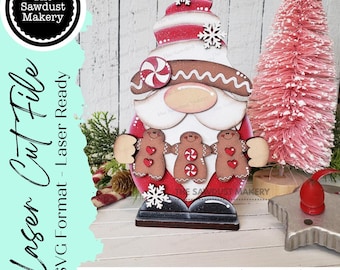Gingerbread Gnome SVG File  | Laser Cut File | Standing Gingerbread Gnome SVG File | Gnome | Gnome Shelf Sitter | Cookie Gnome SVG