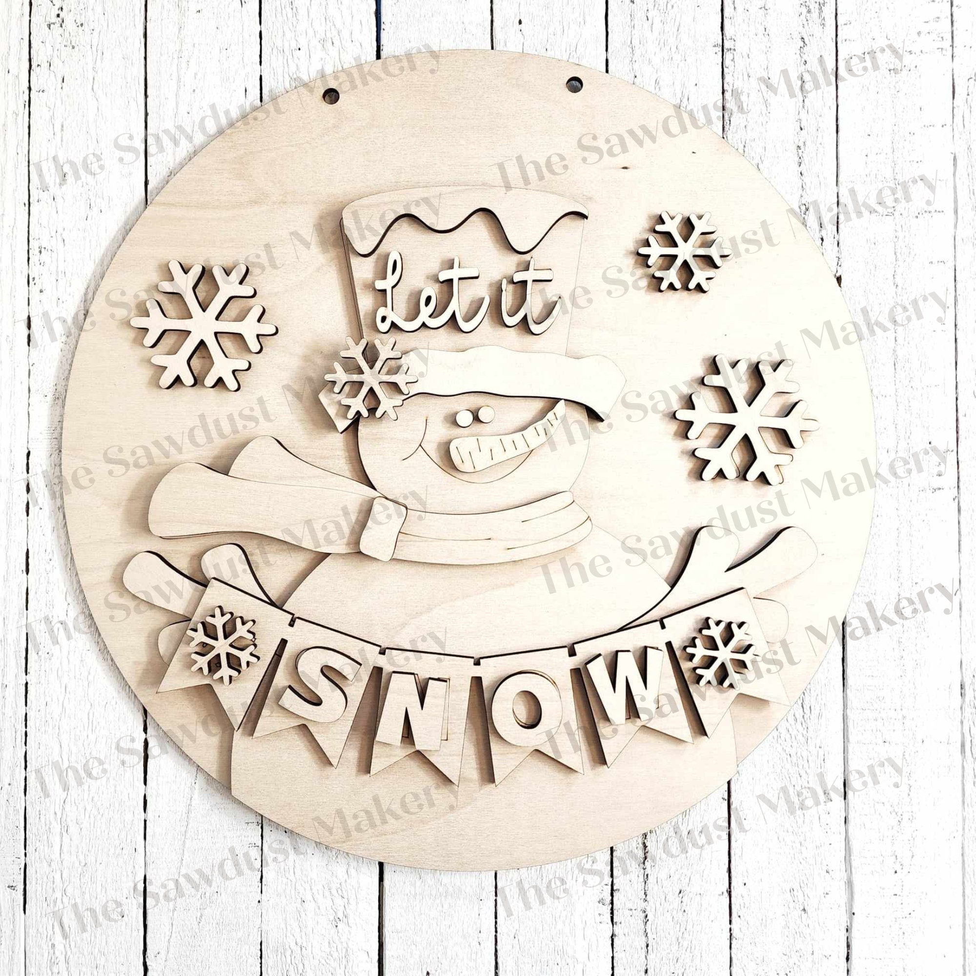Snowman Let It Snow Banner 10.5" Door Hanger SVG File | Laser Cut File ...