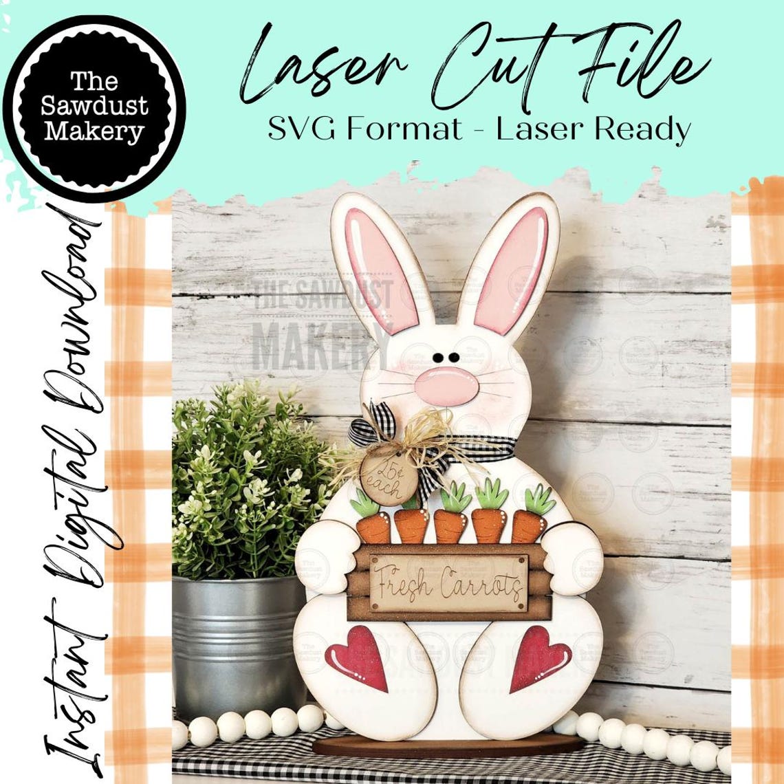 Carrot Patch Bunny Shelf Sitter SVG | Laser Cut File | Glowforge ...