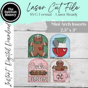 Gingerbread Mini Arch Sign Set SVG Sign Bundle |  Seasonal Interchangeable Mini Sign Bundle | SVG Laser Cut File | Boho Signs