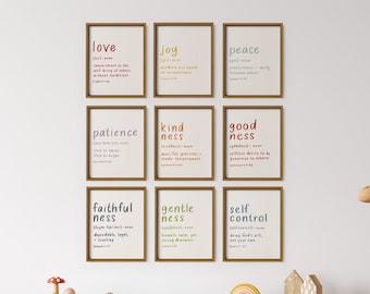 Fruit of the Spirit Wall Art / Fruits of the Spirit Prints / Bible Verse Print / Galatians 5 22 / Bible Art / Playroom Art / School Room Art