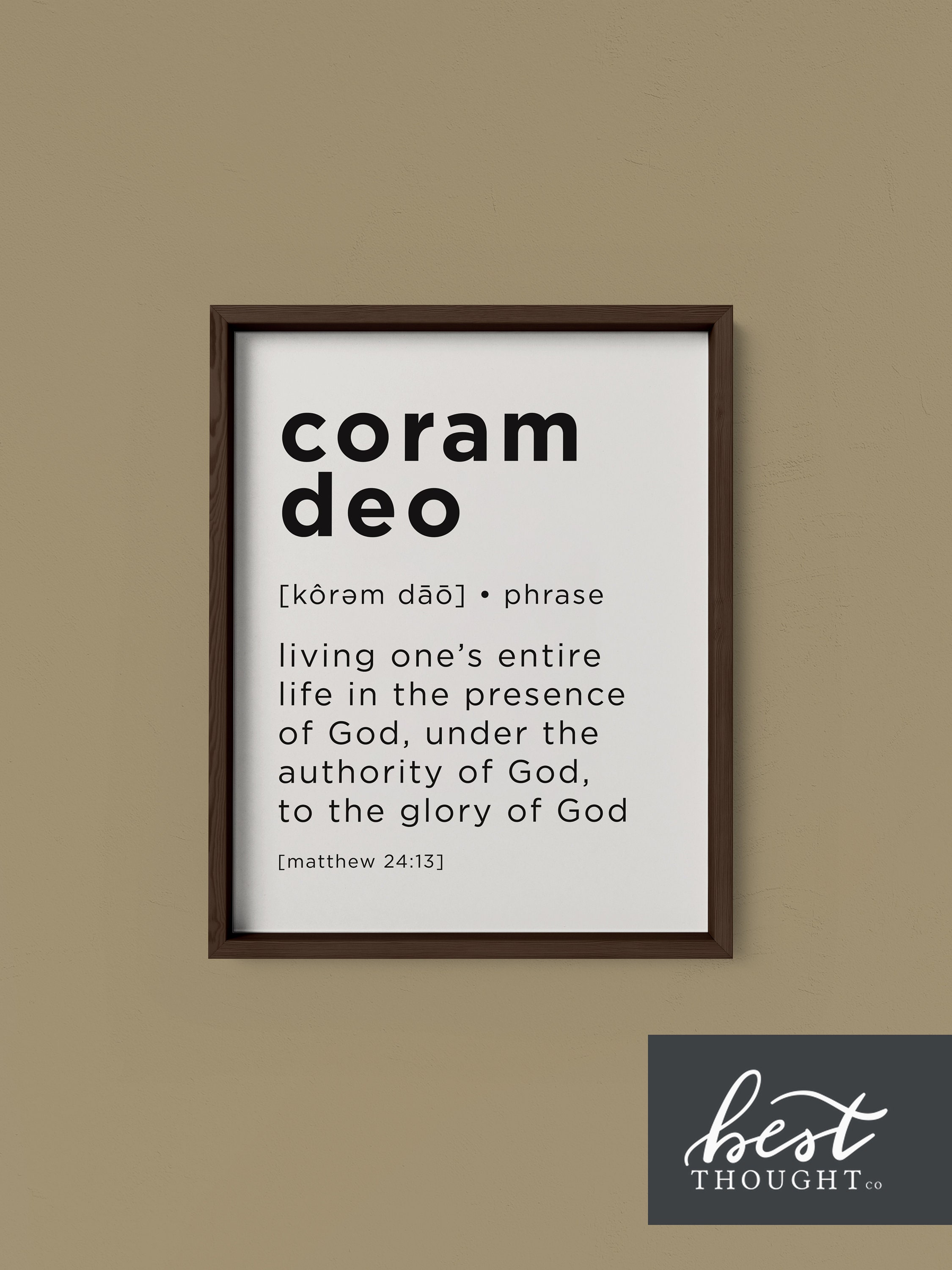 Coram Deo Definition Print / Coram Deo / Reformation Print / Etsy