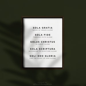 Five Solas Print / 5 Solas / Reformed Theology Print /  5 Solas Print / Reformation Print / Soli Deo Gloria / Coram Deo / Solas / Reformed