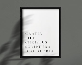 Impresión de las Cinco Solas / 5 Solas / Impresión de Teología Reformada / Impresión de las 5 Solas / Impresión de la Reforma / Soli Deo Gloria / Coram Deo / Solas / Reformada