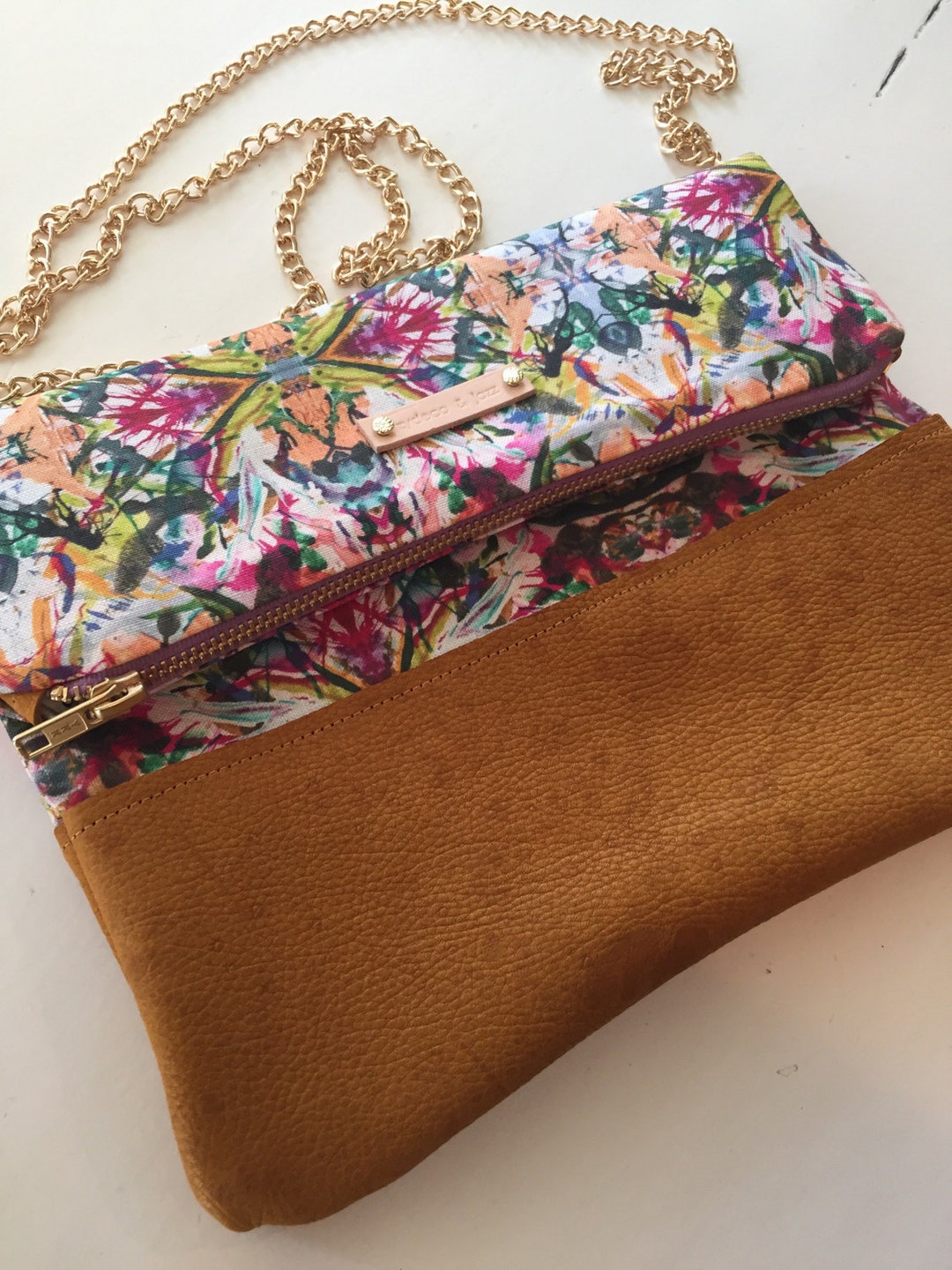 Abstract Print Crossbody, Leather Clutch Bag, Genuine Leather Clutch