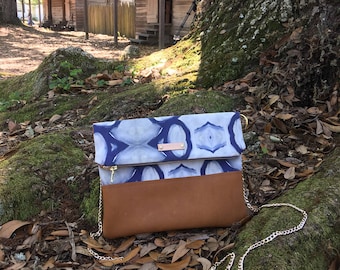 blue crossbody, clutch purse, bridesmaid gift, handbag clutch, clutch bag, leather crossbody handbag, foldover clutch purse, womens gift