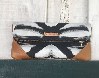 black and white clutch, gift for her, clutch purse, bridesmaid gift, handbag clutch, clutch bag, foldover clutch purse, statement clutch