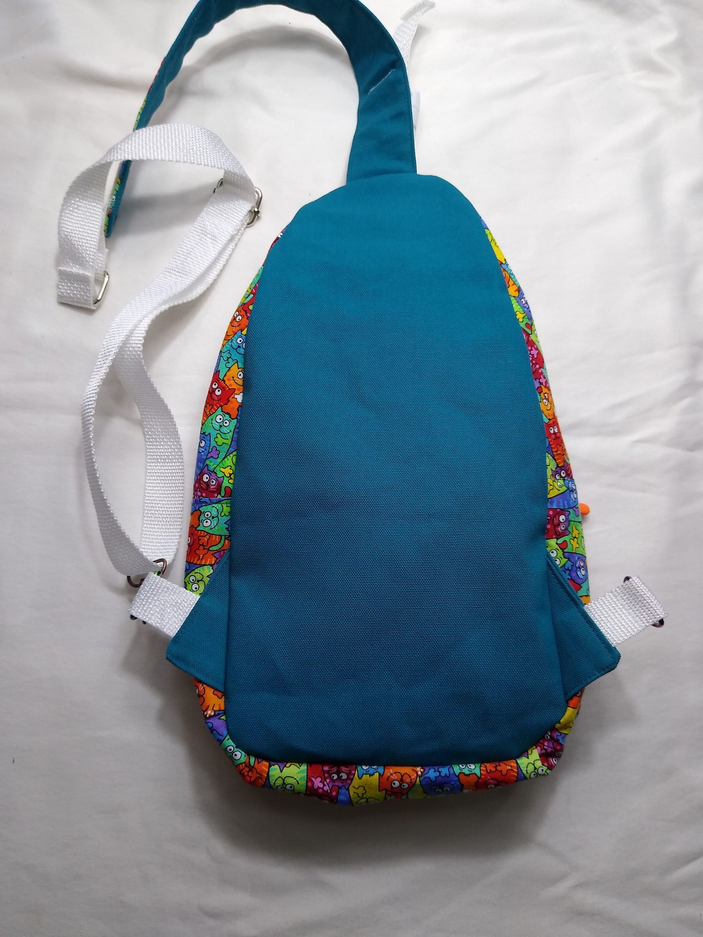 Cat and Flower Applique Crossbody Sling Bag