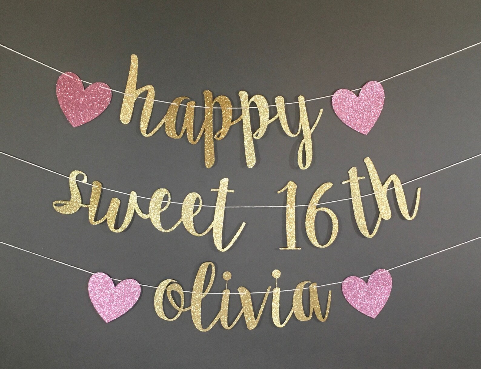 Happy Sweet 16 Banner Custom Sweet 16 Name Banner Happy Etsy