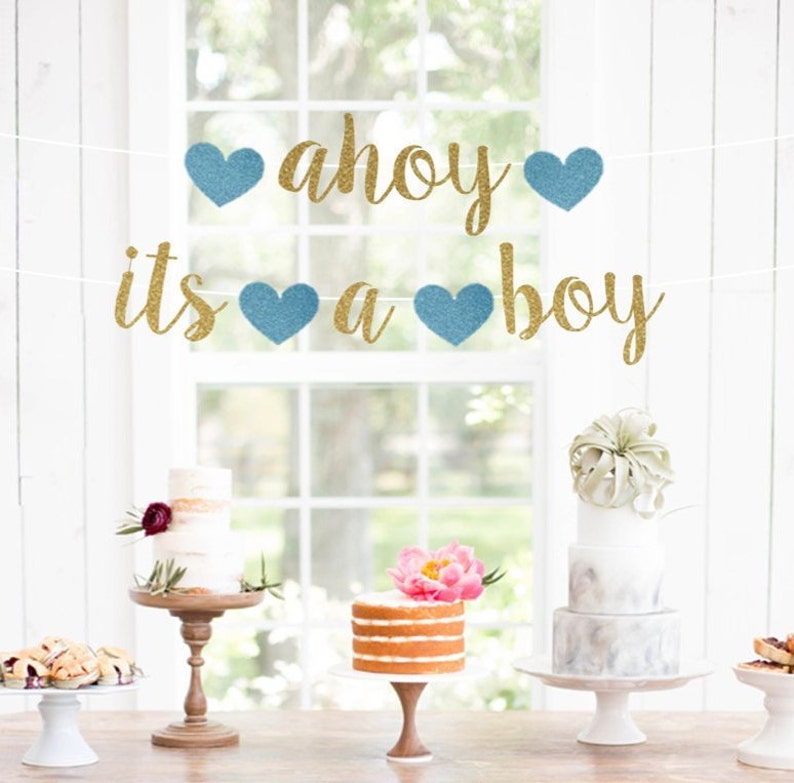Ahoy Its A Boy Banner Ahoy Its A Boy Baby Shower Decorations Etsy