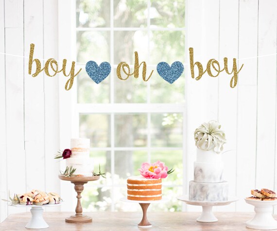 Boy Oh Boy Banner Baby Shower Decorations Boy Oh Boy Sign Etsy
