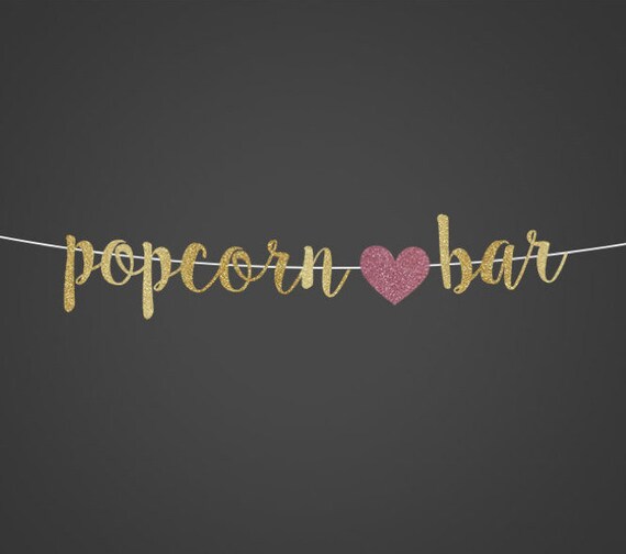 Popcorn Bar Banner Popcorn Bar Glitter Sign Snack Bar Etsy