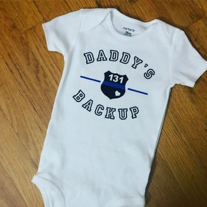 Daddy&#39;s Backup Infant Bodysuit, Police Father, Personalize Badge Number Infant Bodysuit