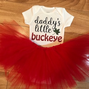 Ohio State Fan Infant Bodysuit, Daddy&#39;s Little Buckeye Fan, Baby Gift, TUTU NOT INCLUDED