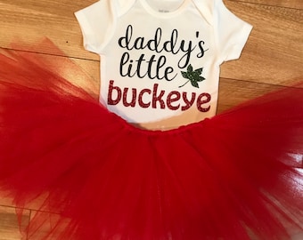 Ohio State Fan Infant Bodysuit, Daddy's Little Buckeye Fan, Baby Gift, TUTU NOT INCLUDED