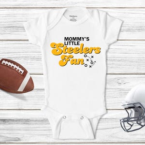 Body dla niemowląt Pittsburgh Steelers, strój dla małej fanki Steelersów, ubranka dla niemowląt Steelers, prezent dla dziecka z motywem retro football, baby shower