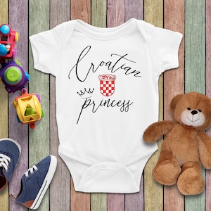 Croatian Princes Infant Baby Girl Bodysuit, Hrvatica Princess, Hrvatska Baby Girl Gift