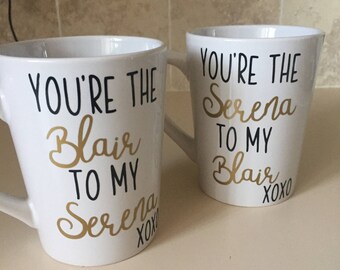 Gossip Girl Coffee Mugs, Best Friend Mugs, Matching Ceramic Coffee Cups, Personalized Coffee Cups