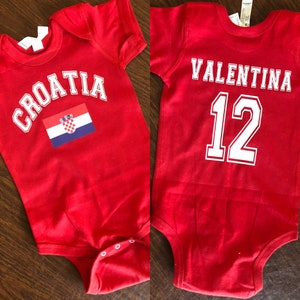 Croatia Baby Infant Bodysuit, Personalized Included Croatia Infant Bodysuit, Croatia Bodysuit, HNS, Hrvatska, Croatian Soccer