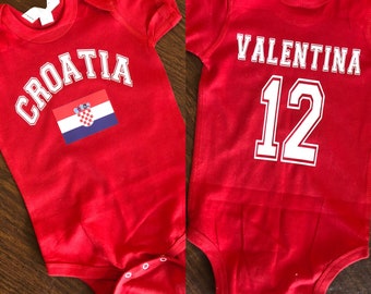 Croatia Baby Infant Bodysuit, Personalized Included Croatia Infant Bodysuit, Croatia Bodysuit, HNS, Hrvatska, Croatian Soccer