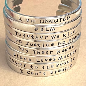 Black Lives Matter bracelet,  BLM #blm Power to the People, racial injustice civil rights No Justice No Peace Stay Woke Resist, I am UNMUTED