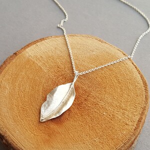 LEAF CHAIN LEAF SILVER PENDANT, hand forged from solid 925 sterling silver image 2