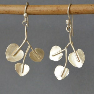 Real silver earrings MONEYWORT leaves image 2