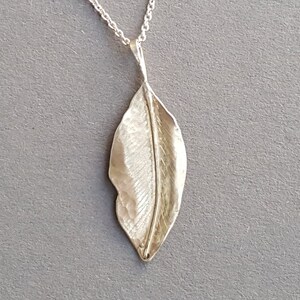 LEAF CHAIN LEAF SILVER PENDANT, hand forged from solid 925 sterling silver image 4