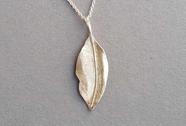 LEAF CHAIN LEAF SILVER PENDANT, hand forged from solid 925 sterling silver image 4