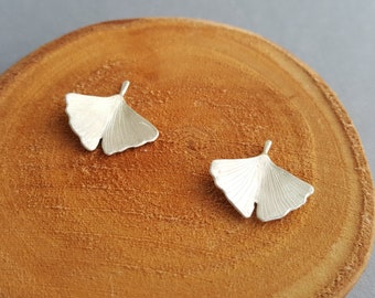 GINKGO GINKO Midi EARRINGS FORGÉ MAIN 925 Argent