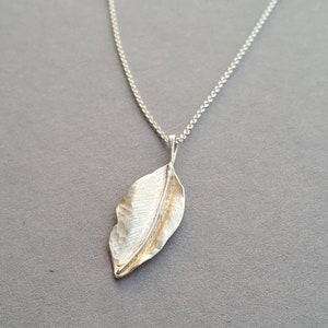 LEAF CHAIN LEAF SILVER PENDANT, hand forged from solid 925 sterling silver image 8