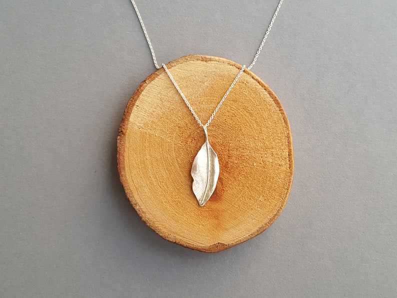 LEAF CHAIN LEAF SILVER PENDANT, hand forged from solid 925 sterling silver image 6